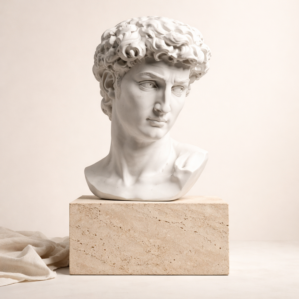 White David Bust Classical Sculpture
