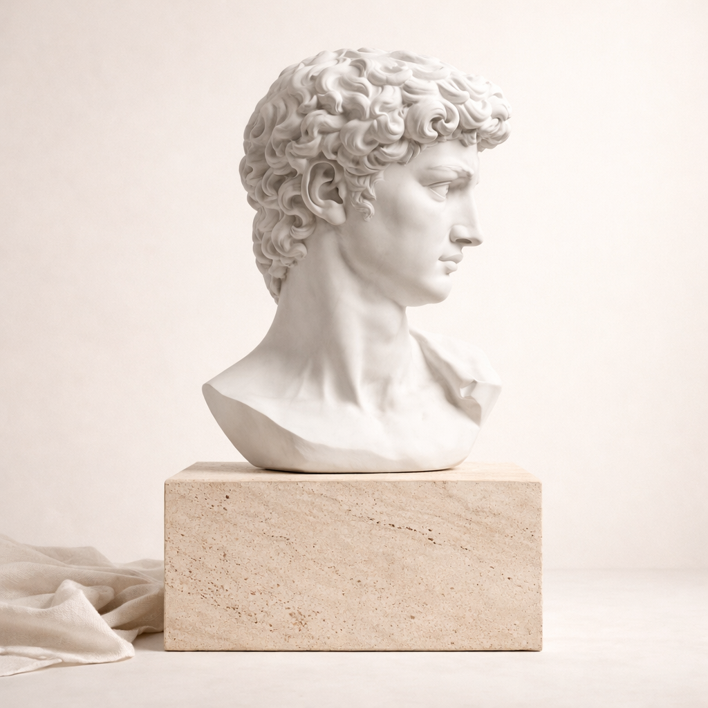 White David Bust Classical Sculpture