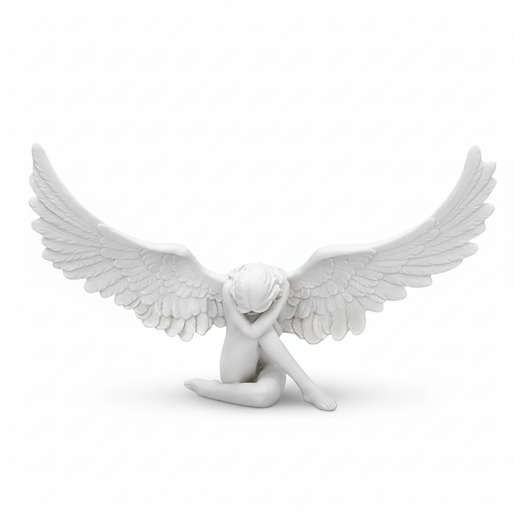 Matte White Decorative Winged Figure Statue