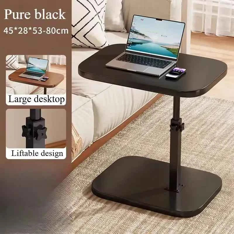 Adjustable height table - with wooden tabletop, portable sofa side table, suitable for coffee, office, and indoor/outdoor use