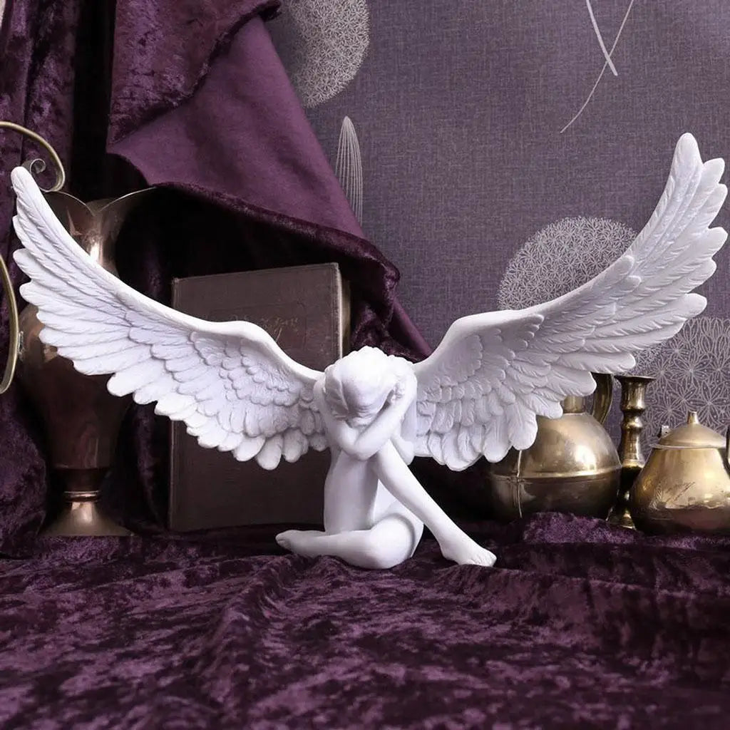 Matte White Decorative Winged Figure Statue