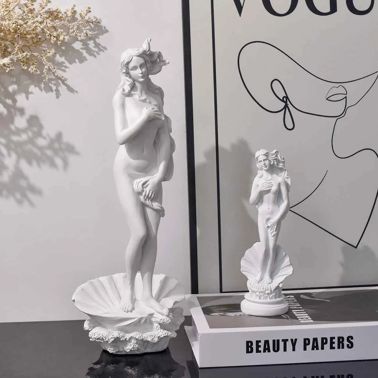 19cm/36cm Aphrodite Sculpture Greek Godness Venus Statue Desktop Bookshelf Decoration Objects Home Room Office Decor Accent