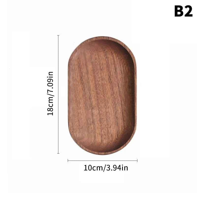 1PC Wooden Serving Trays Oval Wood Tray Platters for Serving Food Dishes Dinner Plates Solid Wood Round Dessert Plate