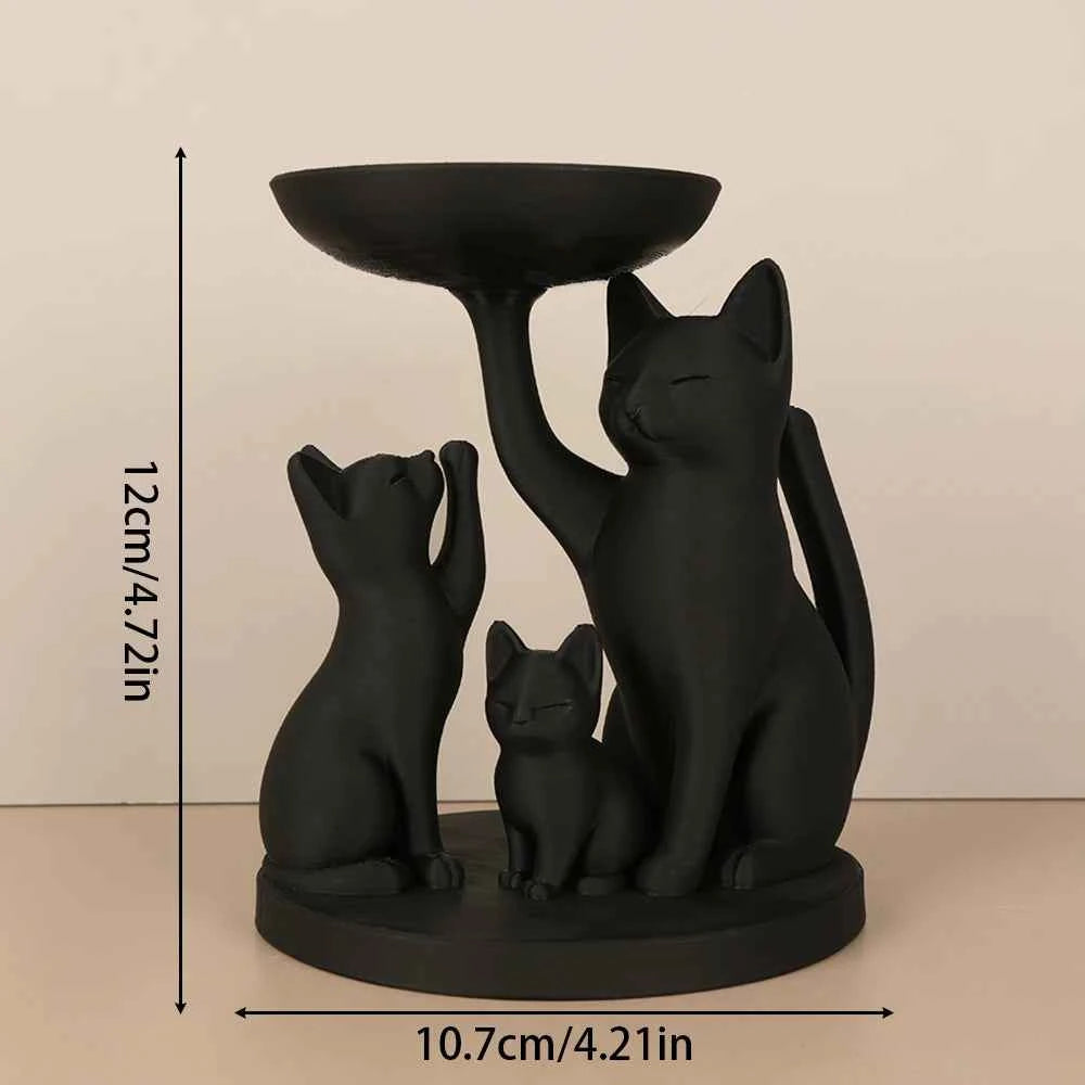 Cross-Border Dark Black Cat Family-Shaped Storage Tray For Retro Cute-Style Desktop Storage Scenario