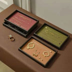 1pc Woven Texture Faux Leather Storage Tray,Watch Jewelry Organizer, Decorative Home Display Tray, Cosmetic Holder, Storage Tray