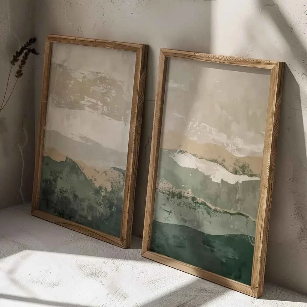 2pcs/set Japanese Retro Wabi Sabi Mountains Abstract Canvas Print Poster Modern Minimalist Art Print Home Decor Wall Art Poster