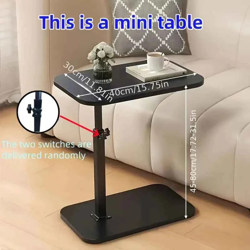 Adjustable height table - with wooden tabletop, portable sofa side table, suitable for coffee, office, and indoor/outdoor use
