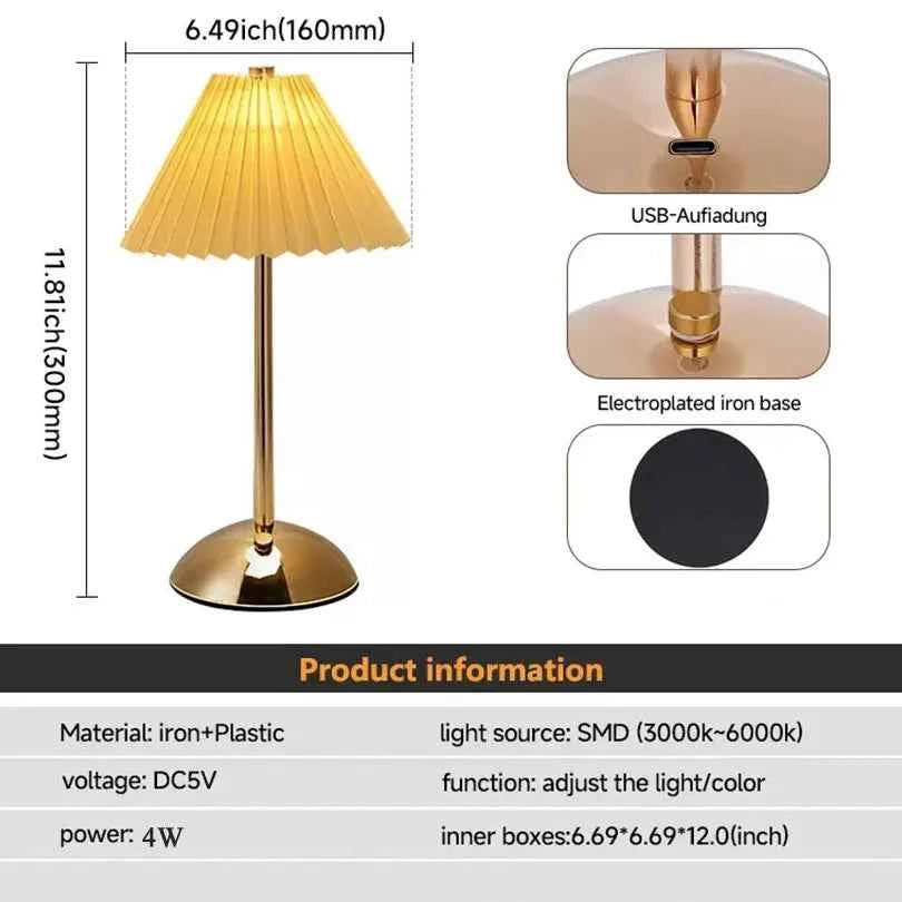 LED Table Lamp Creative Atmosphere Desk Lamp USB Rechargeable Table Lamp Vintage Bedroom Bedside Study Decorative Night Lights