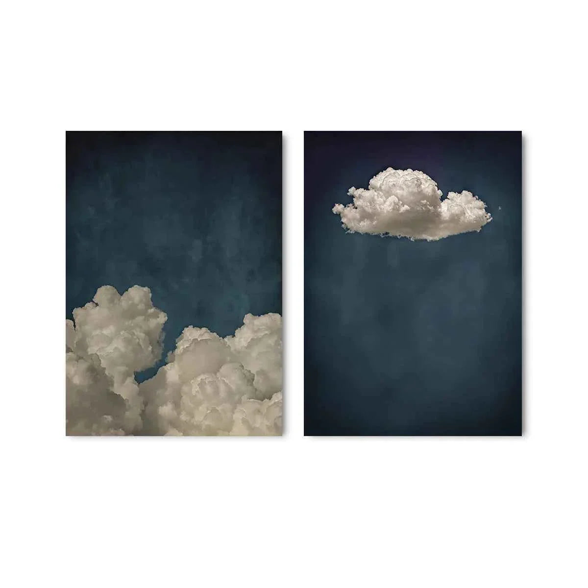 Abstract Blue Cloud Wall Art Poster Minimalist Sky Maximum Compromise Canvas Printmaking for Modern Living Room Home Decor Gifts