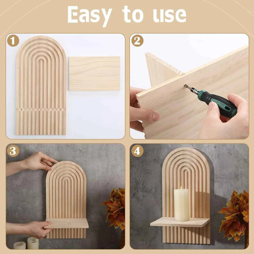 Boho Wooden Shelves for Wall Decorative Book Floating Wall Shelf for Living Room Bathroom Bedroom Classroom Office Nursery Home