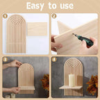 Boho Wooden Shelves for Wall Decorative Book Floating Wall Shelf for Living Room Bathroom Bedroom Classroom Office Nursery Home