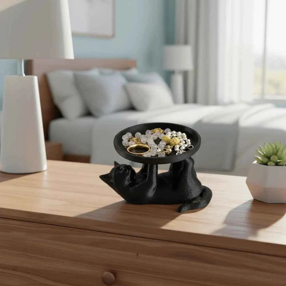 Creative Cat Shape Cat Jewelry Tray Large Capacity Black Jewelry Storage Tray Decoration INS Ring Holder Jewelry Storage