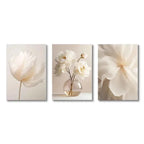 1PC/3PCS Frameless Nordic Beige Peony Flowers Canvas Painting Modern Floral Botanical Posters Aesthetic Wall Art Home Decoration