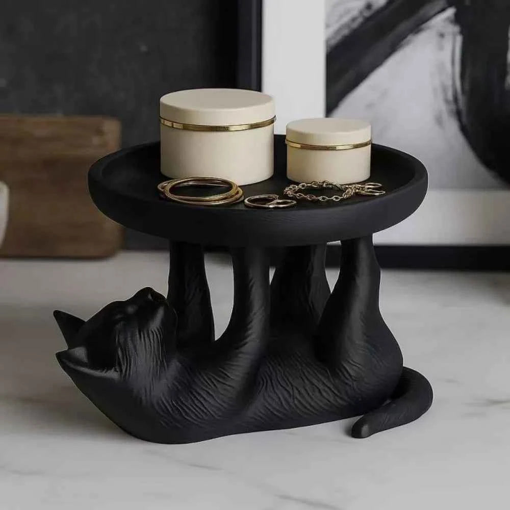 Creative Cat Shape Cat Jewelry Tray Large Capacity Black Jewelry Storage Tray Decoration INS Ring Holder Jewelry Storage