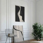 Abstract Minimal Art Print Line Drawing Poster Beige And Black Canvas Painting Modern Wall Picture Living Room Decoration