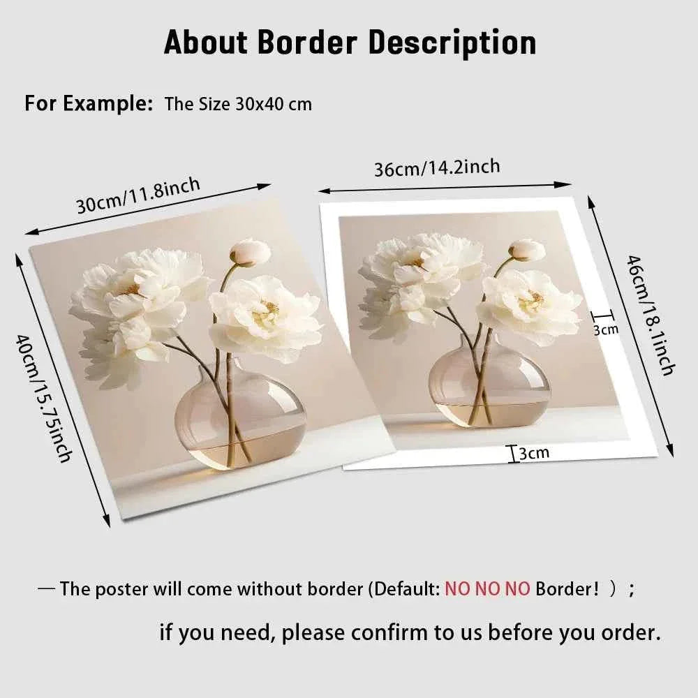 1PC/3PCS Frameless Nordic Beige Peony Flowers Canvas Painting Modern Floral Botanical Posters Aesthetic Wall Art Home Decoration