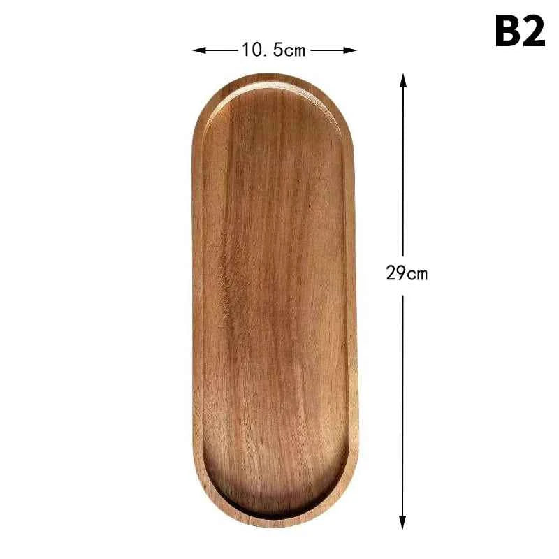 1PC Wooden Serving Trays Oval Wood Tray Platters for Serving Food Dishes Dinner Plates Solid Wood Round Dessert Plate
